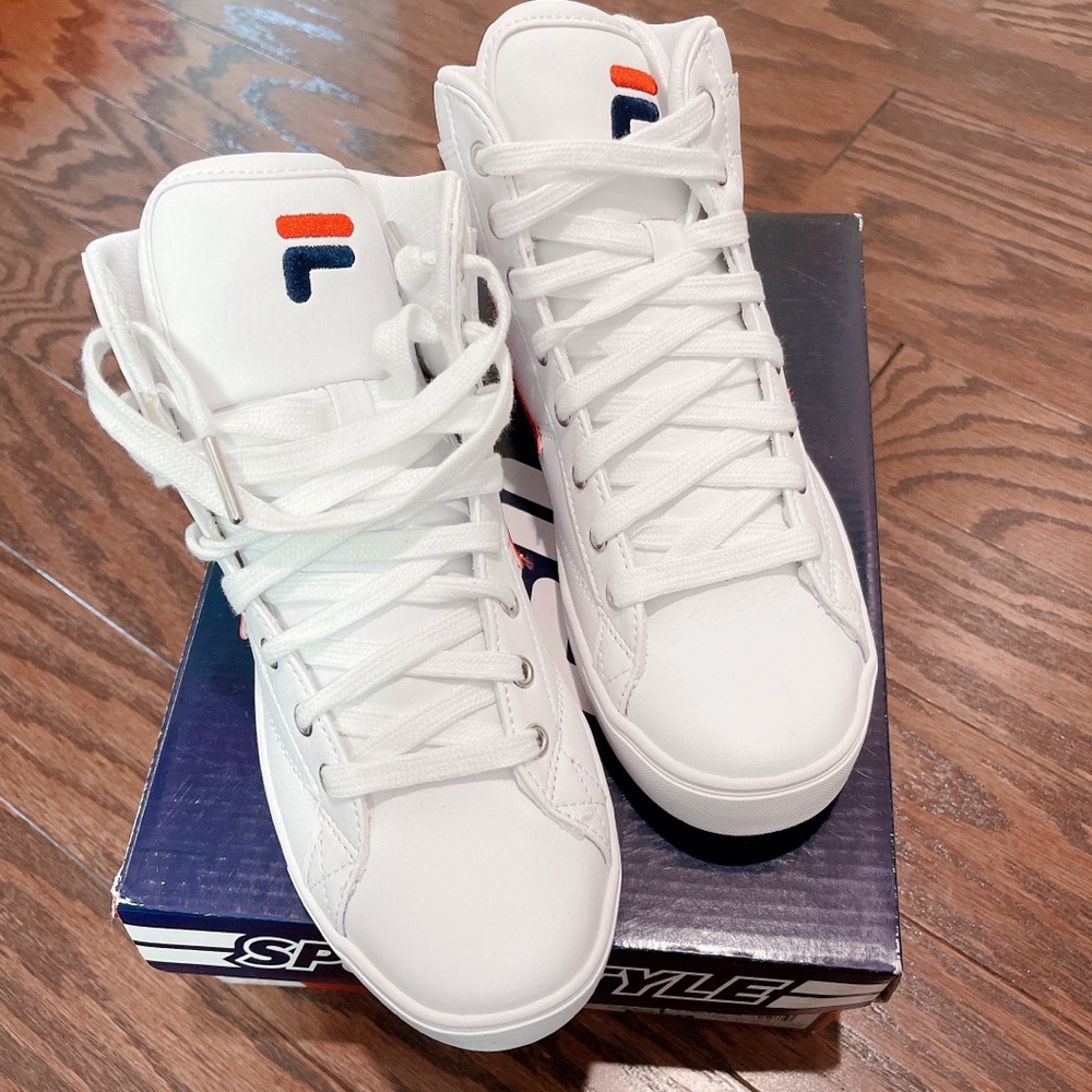 Fila White Women's Varallo white leatherHigh-top Sneakers/NWB